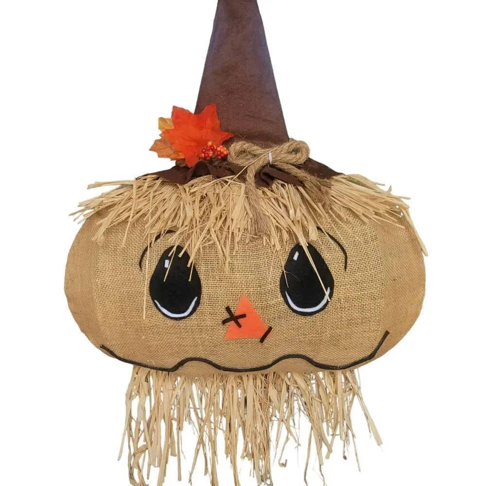 Burlap Scarecrow fall/ halloween door wreath